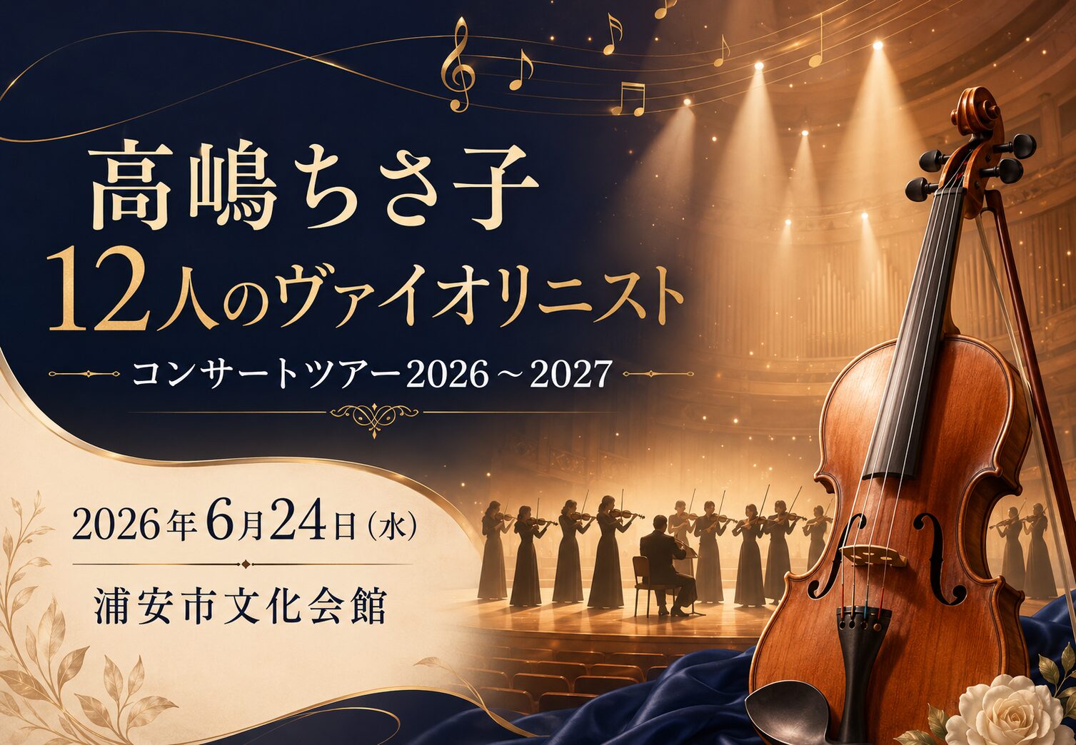 高嶋ちさ子 12人のヴァイオリニストが浦安市文化会館で2026年6月24日に開催