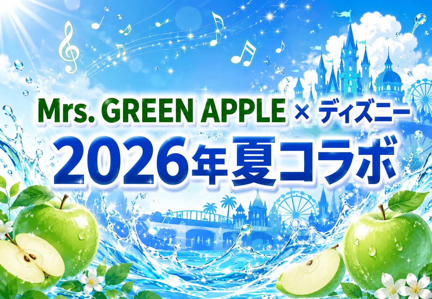 Mrs. GREEN APPLE×東京ディズニーリゾートが2026年夏にコラボ!楽曲・グッズ・メニューも登場