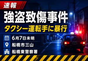 船橋市三山でタクシー運転手に暴行｜強盗致傷容疑で35歳男を逮捕【2026年6月7日】
