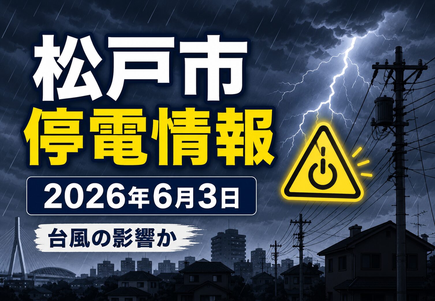 松戸市で停電発生！台風6号接近の影響か｜矢切支所の窓口手続きも一時停止【2026年6月3日】