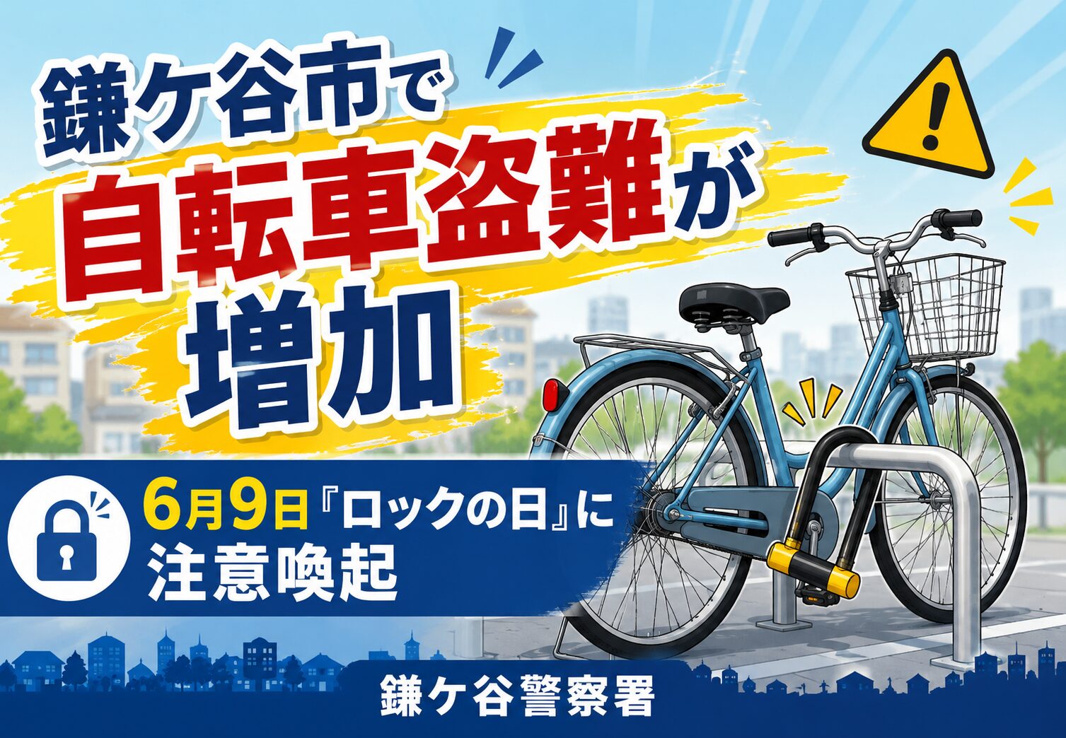 鎌ケ谷市で自転車盗難が増加｜6月9日「ロックの日」に鎌ケ谷警察署が注意喚起